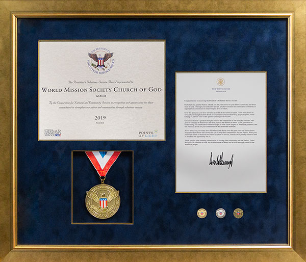 하나님의 교회 미국 대통령 자원봉사상 금상 수상