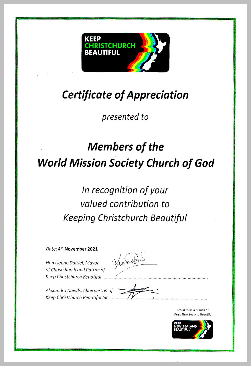 크라이스트처치시장 및 KCB 대표 감사장