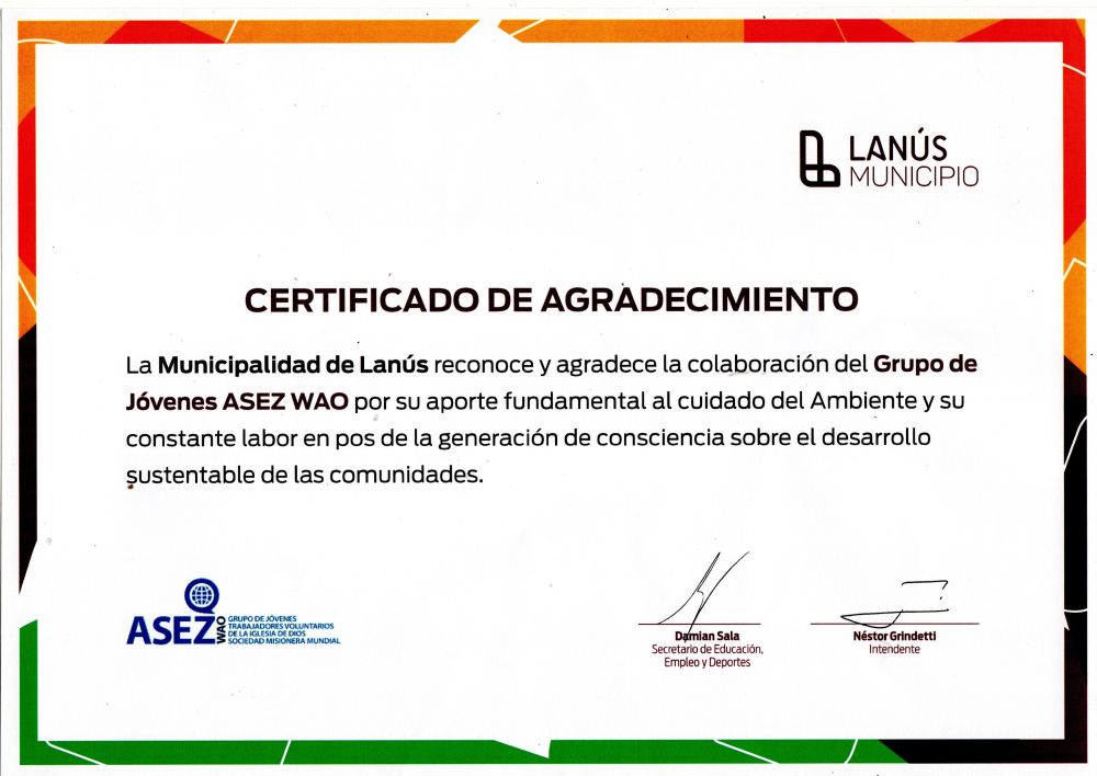 아르헨티나 부에노스아이레스주 라누스시장 감사장