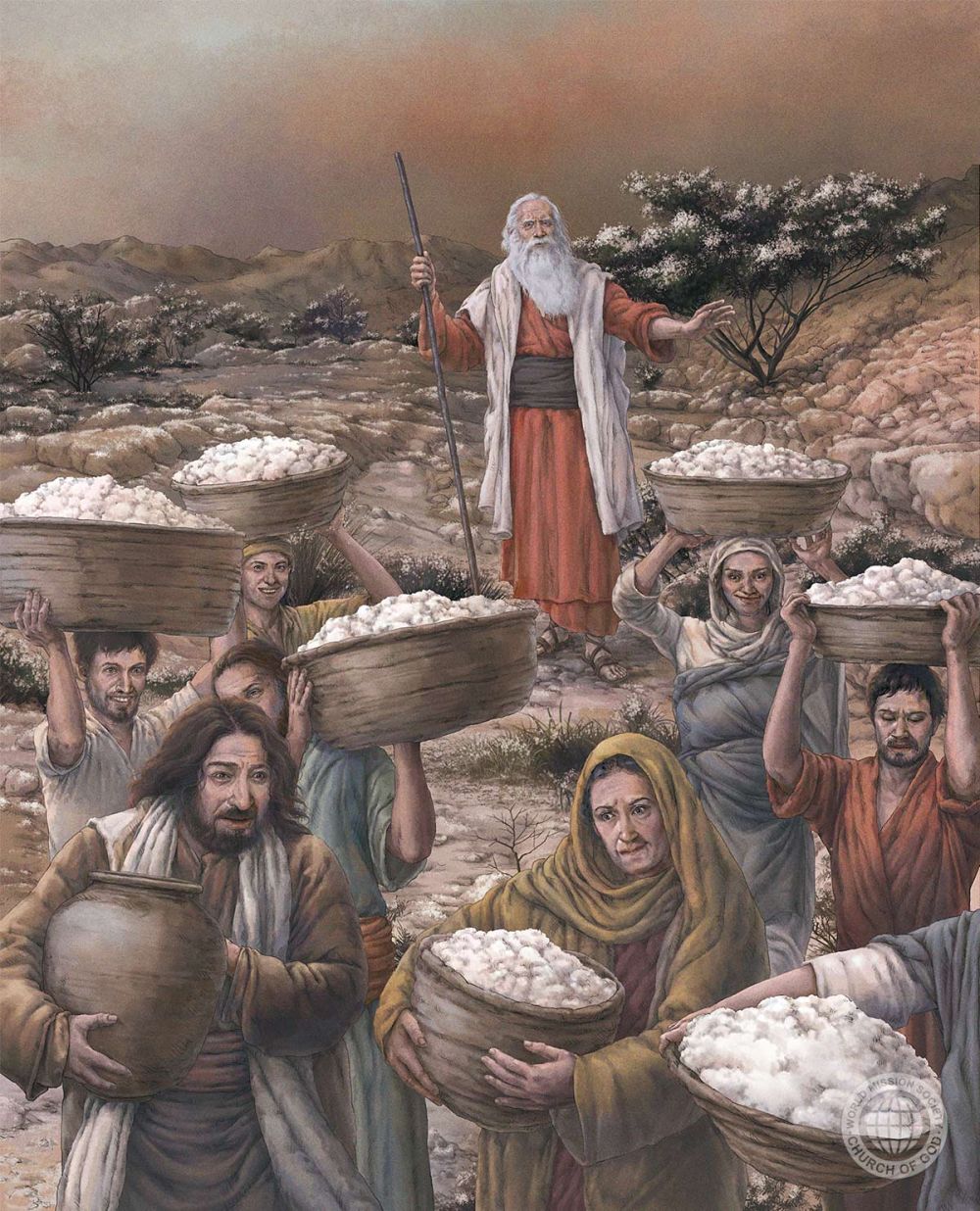 광야에서 만나를 거두는 이스라엘 백성